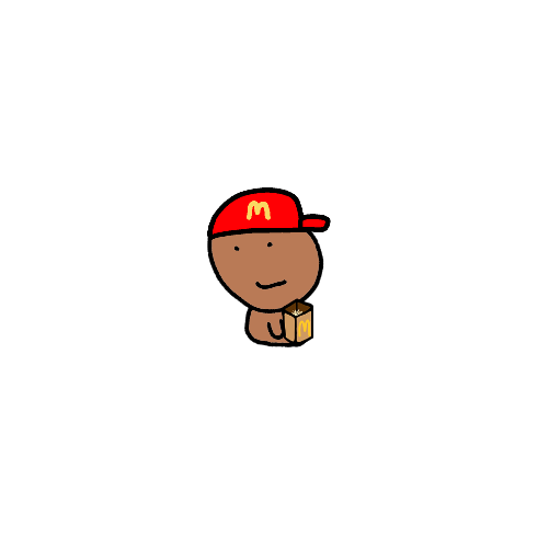 A cartoon character with a McDonalds hat and meal
